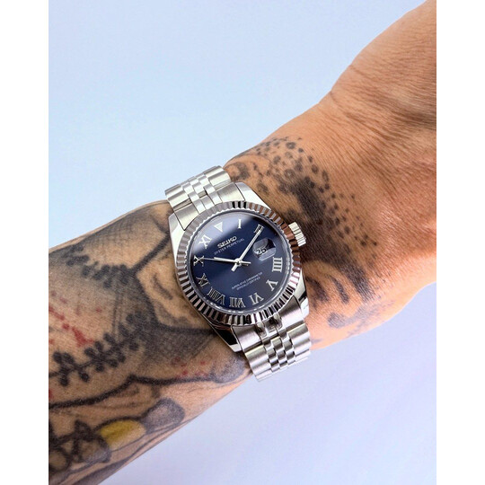 Custom Seiko Mod • Royal Blue Roman DateJust • 31mm